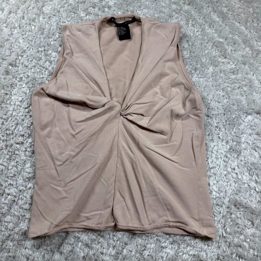 Vansi Fugel Top Large Women's Sleeveless Twist Front Capsule Luxe Minimalist